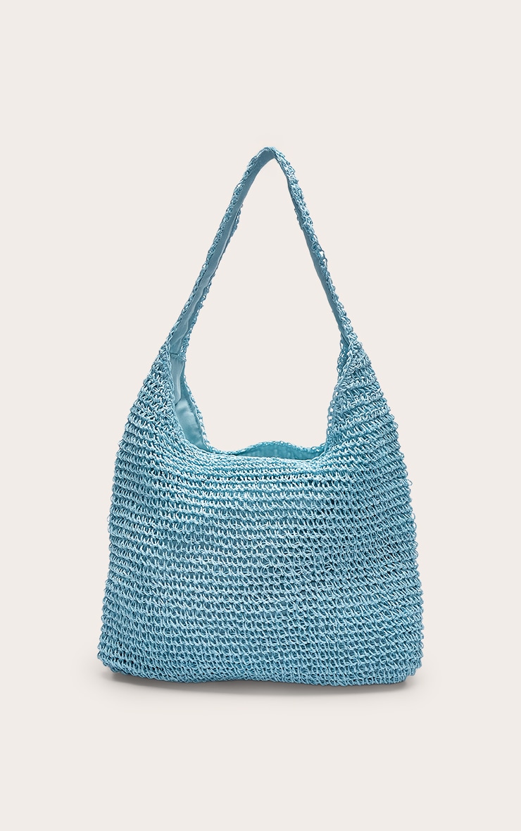 Turquoise Raffia Shoulder Bag image 2