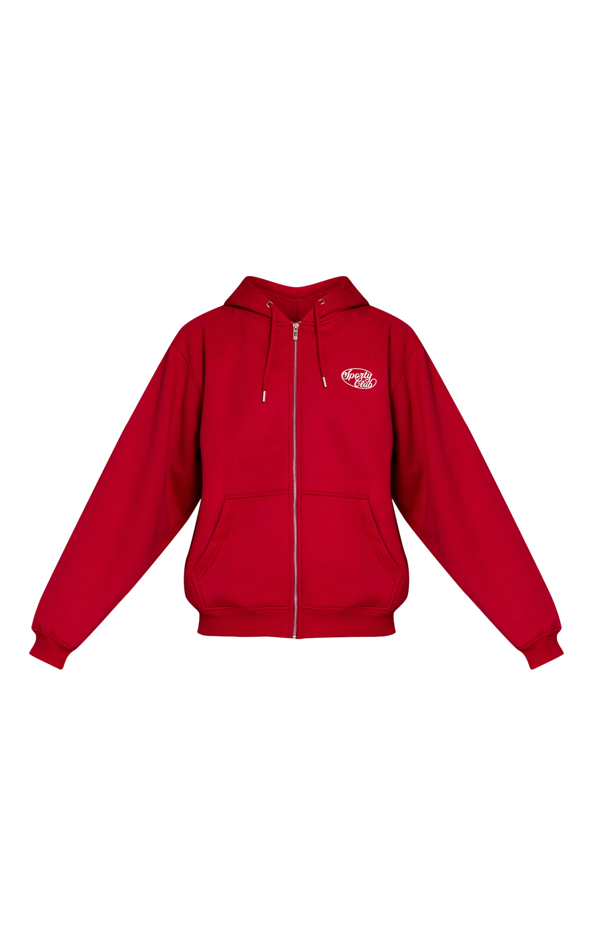 Red Sports Club Cotton Fleece Oversized Full Zip Hoodie image 5