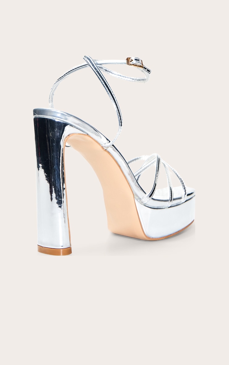 Silver Platform Strappy Heel image 4