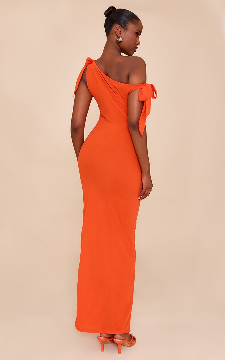 Red Chiffon Asymmetric Tie Detail Maxi Dress image 2
