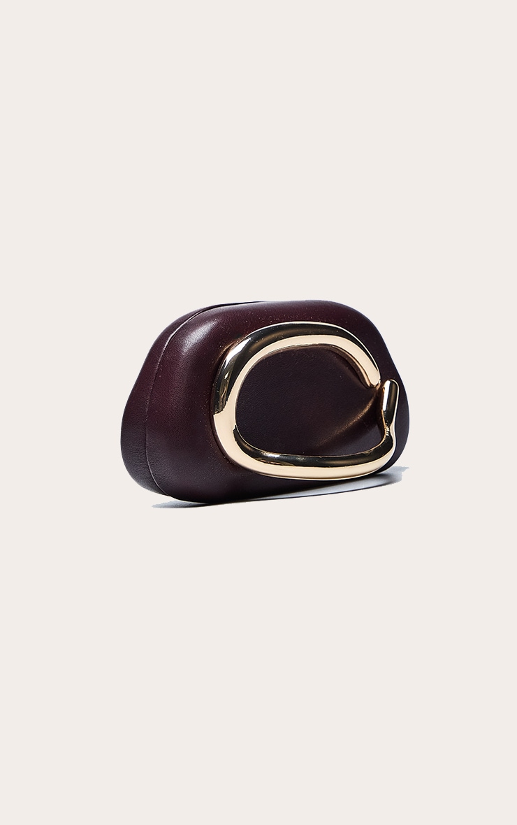 Plum PU Oval Handle Hard Clutch Bag image 4