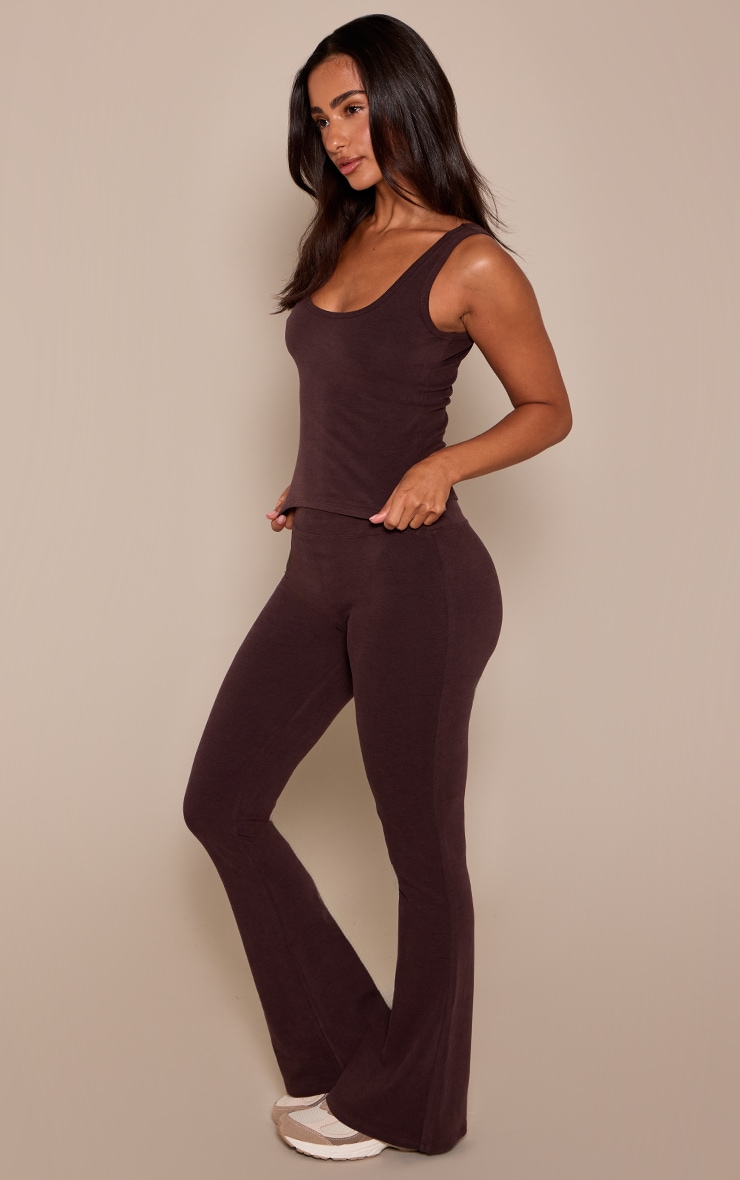 Petite Chocolate Basic Sculpt High Waist Flared Yoga Pants image 2