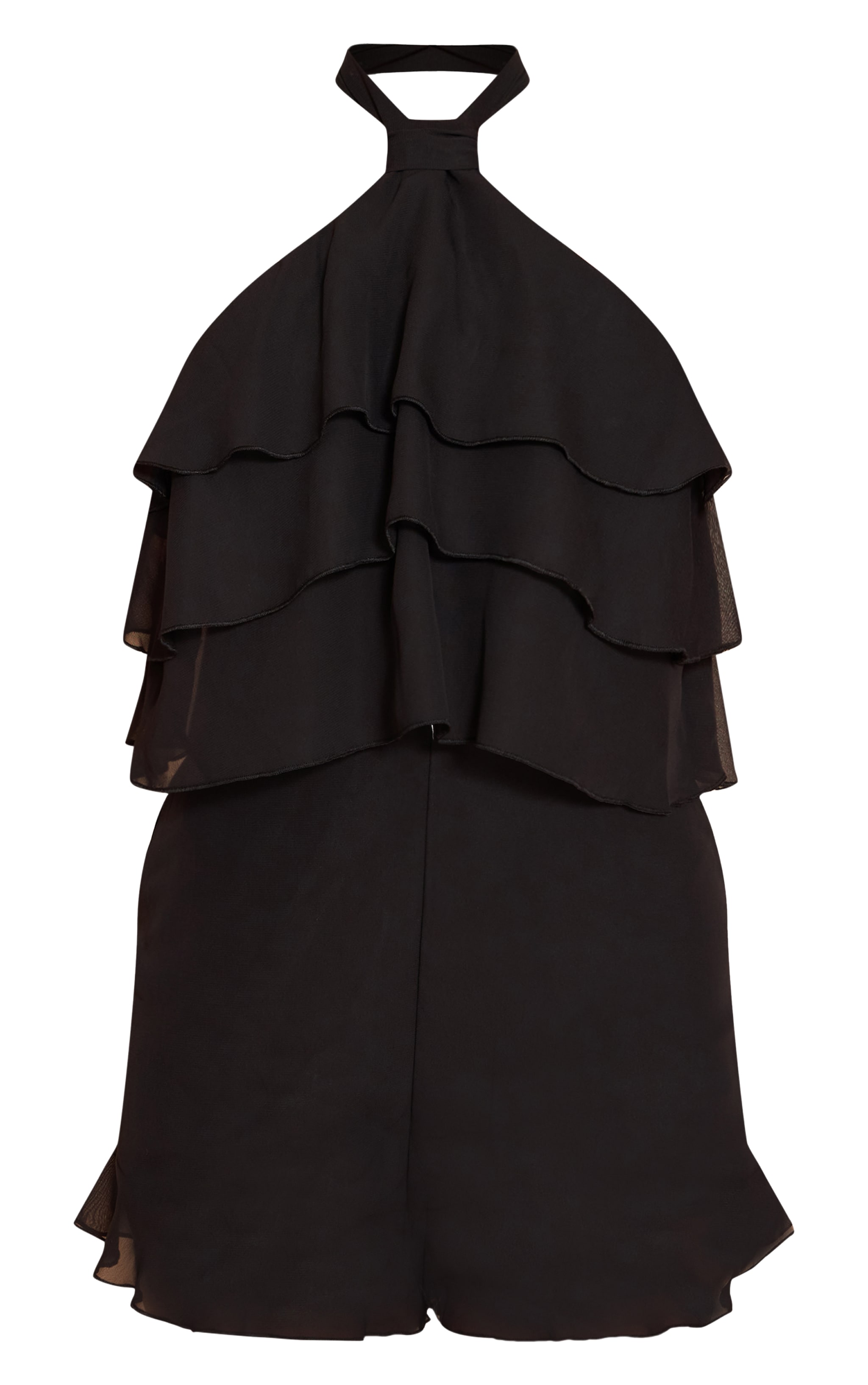 Black Chiffon Halter Neck Frill Romper image 5