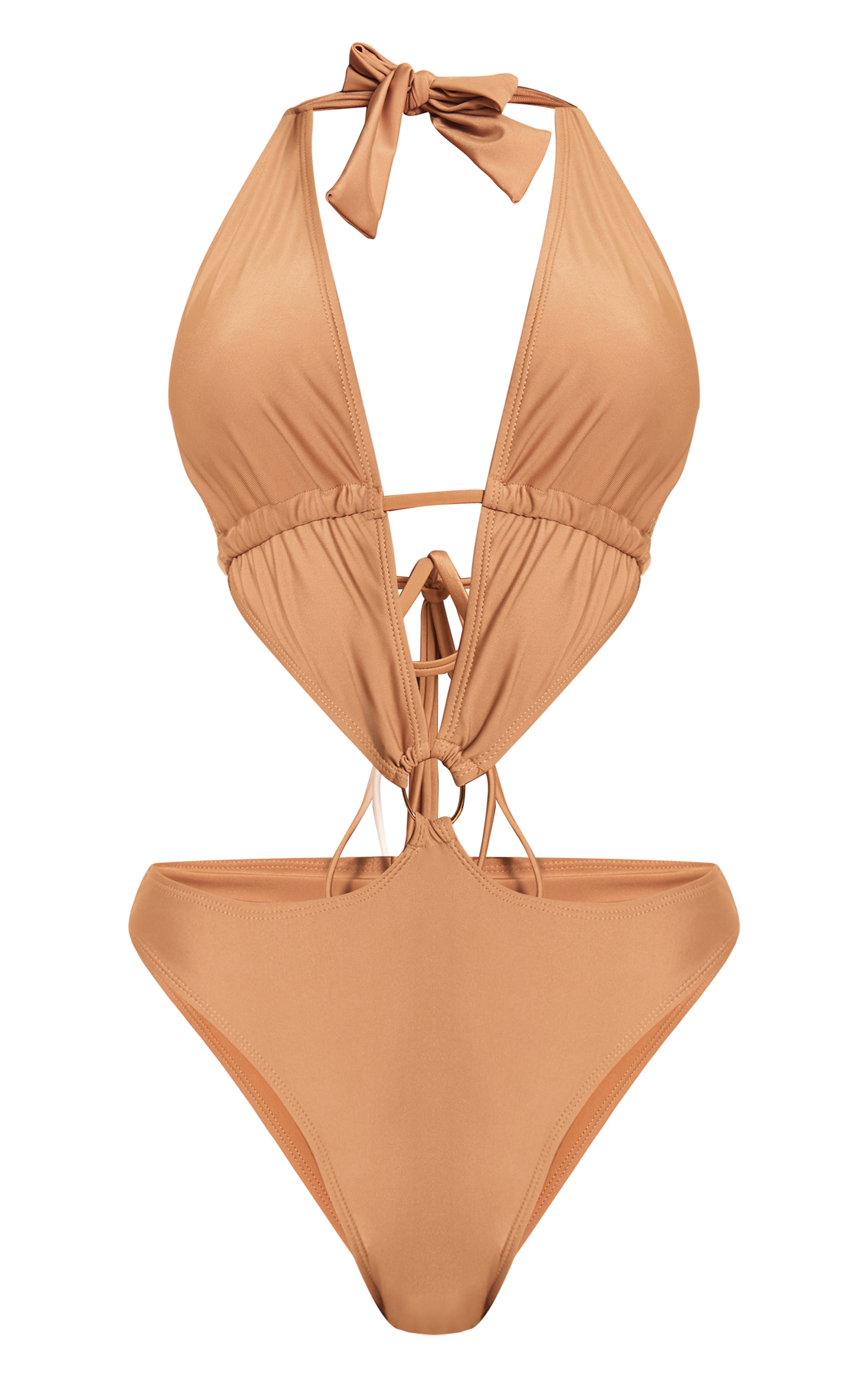 Maillot de bain beige à décolleté plongeant et détail anneau image 5