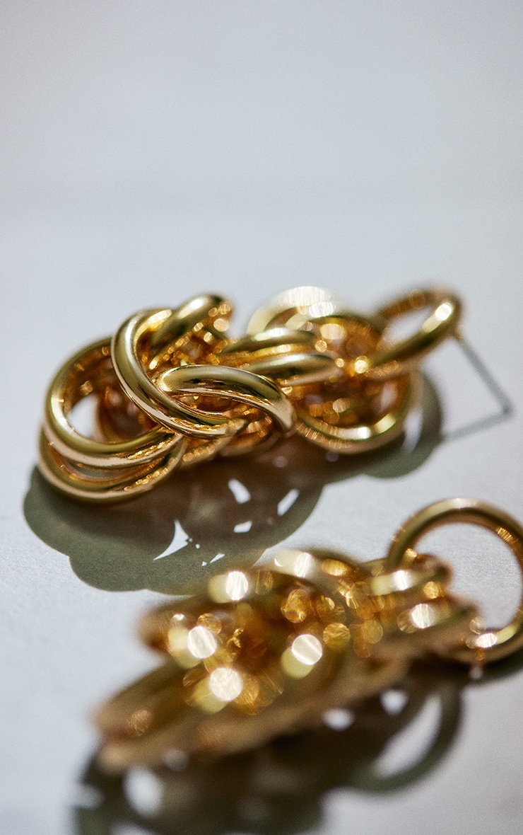 Gold Link Drop Statement Earrings image 2