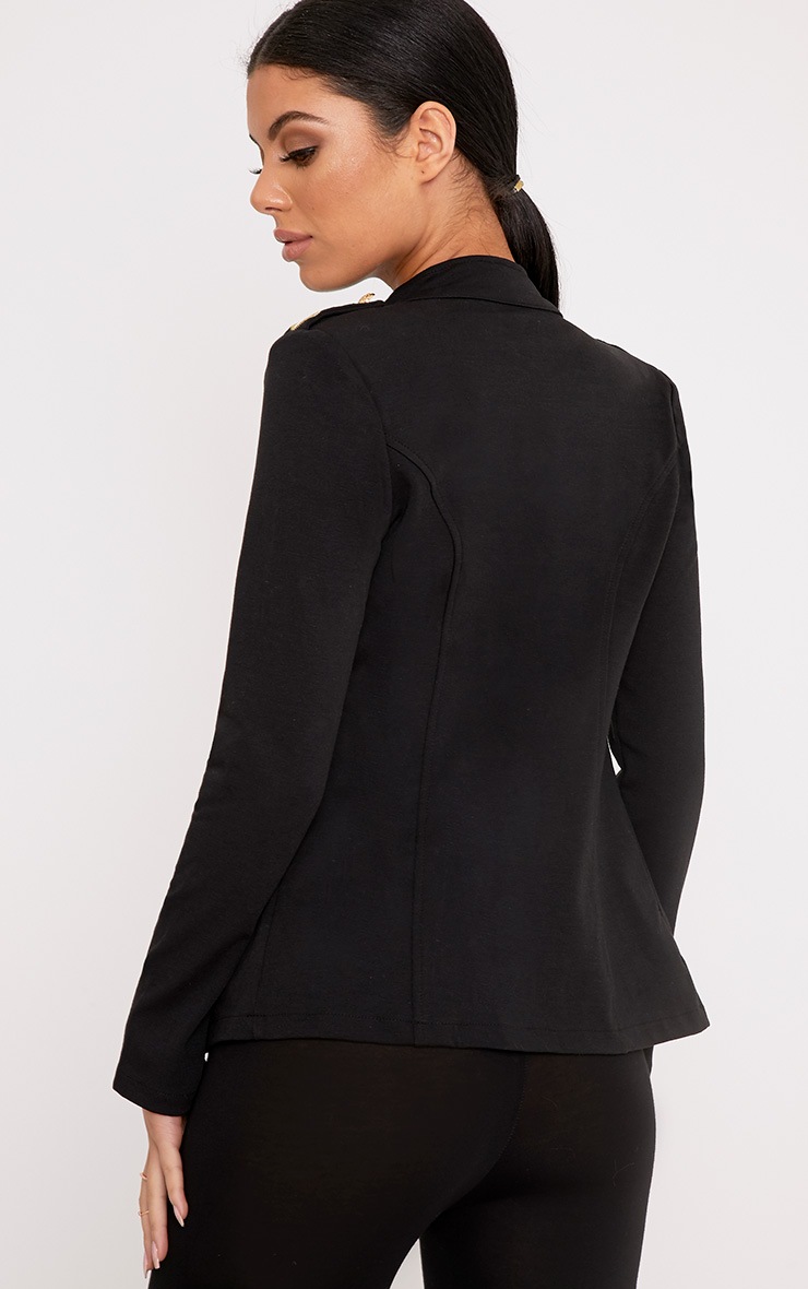 Braeley Black Military Style Blazer Bras PrettyLittleThing