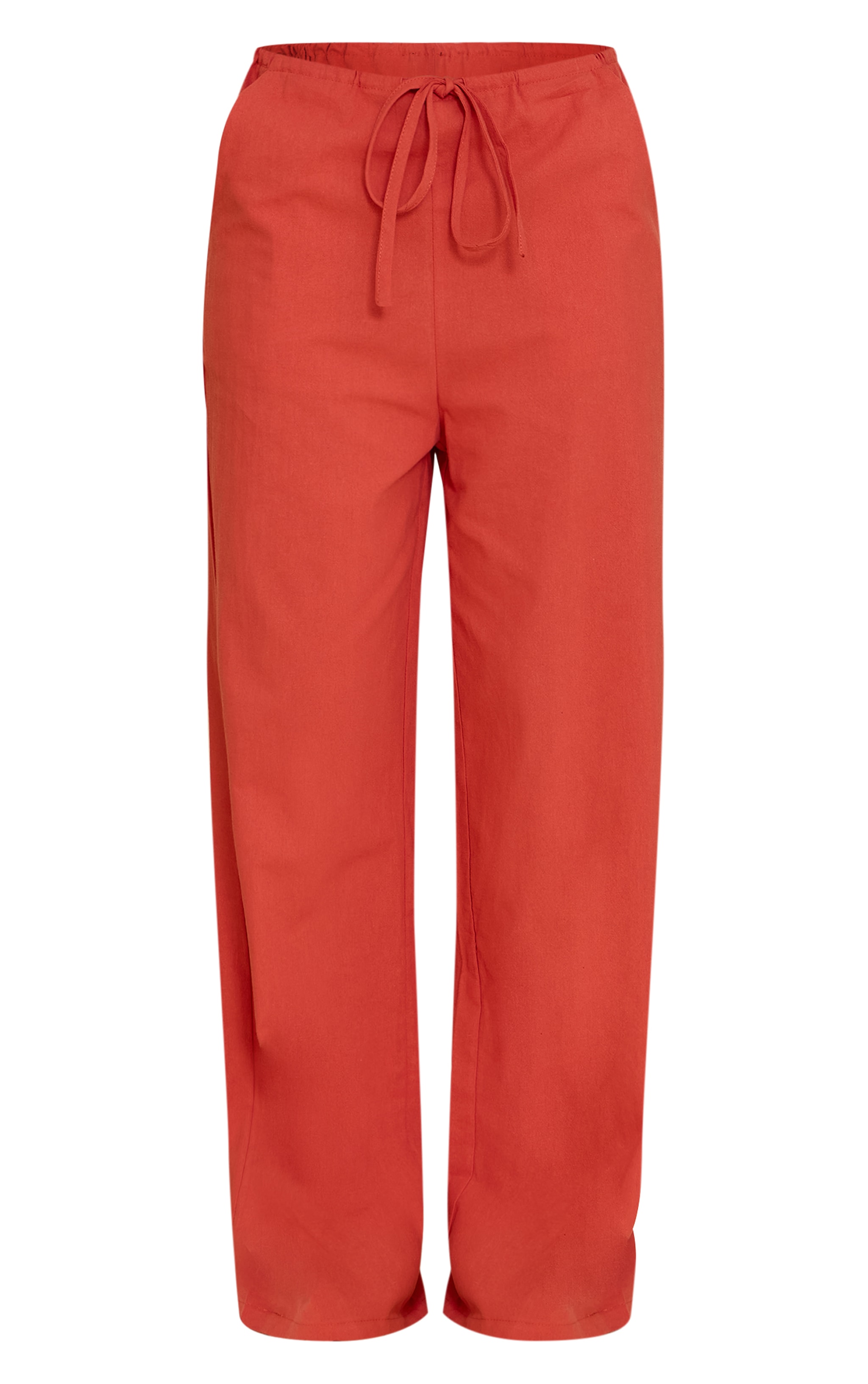 Pantalon large en coton rouille à taille basse et cordons ajustables image 5