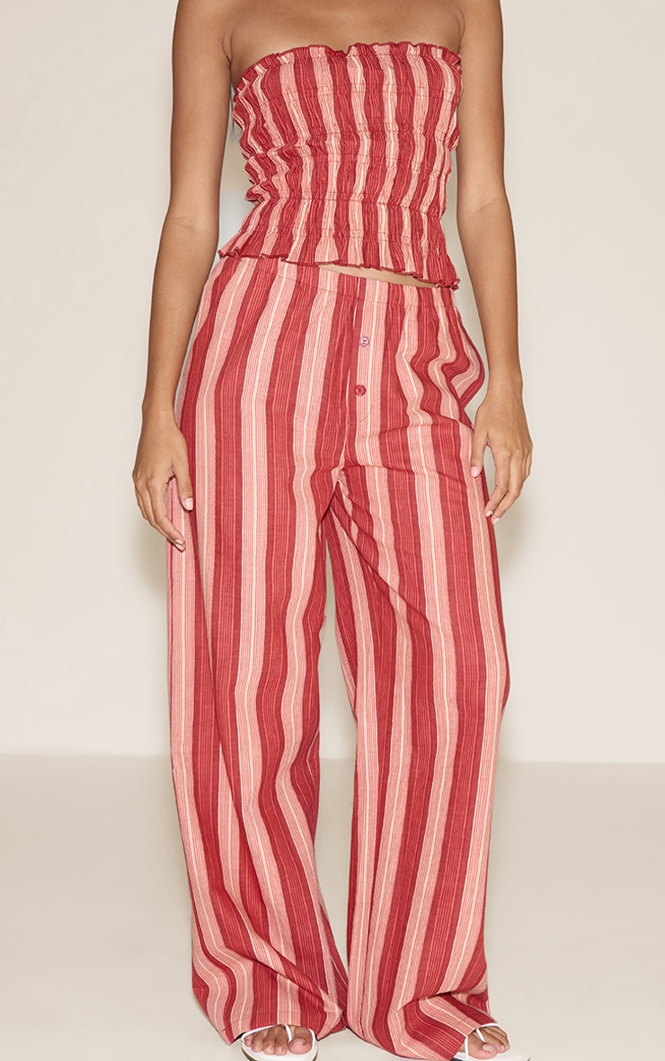 Red Low Rise Wide Pants image 2
