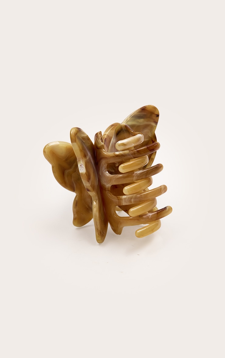 Beige Marble Butterfly Claw Clip image 3