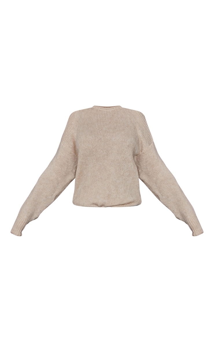 Pull oversize brossé en laine mélangée gris pierre image 5