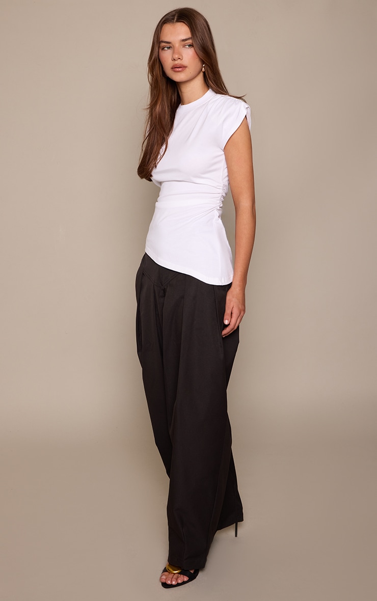 Black Woven Pleated Balloon Trousers image 2