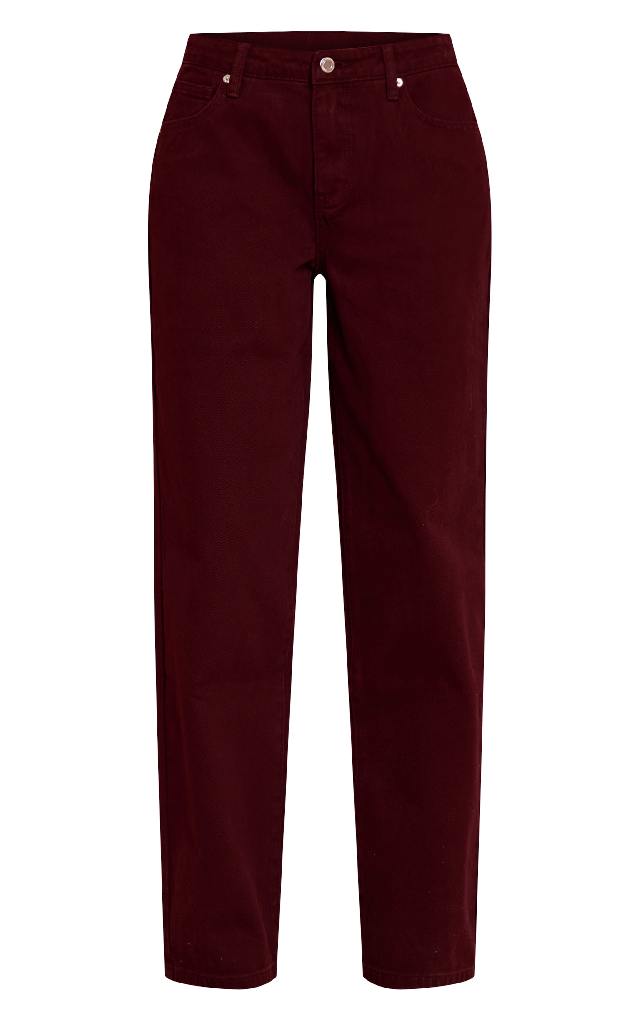 Dark Burgundy Mid Rise Straight Leg Jeans image 5