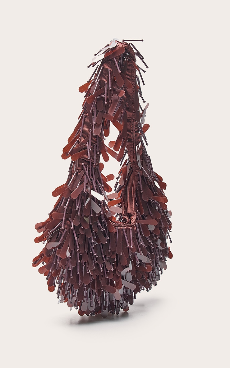 Sac à main chocolat orné de paillettes image 3