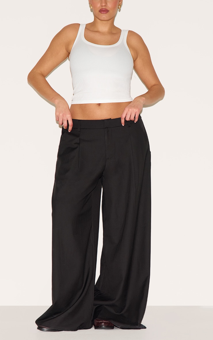 Plus Pantalon large tissé noir à double plissures image 1