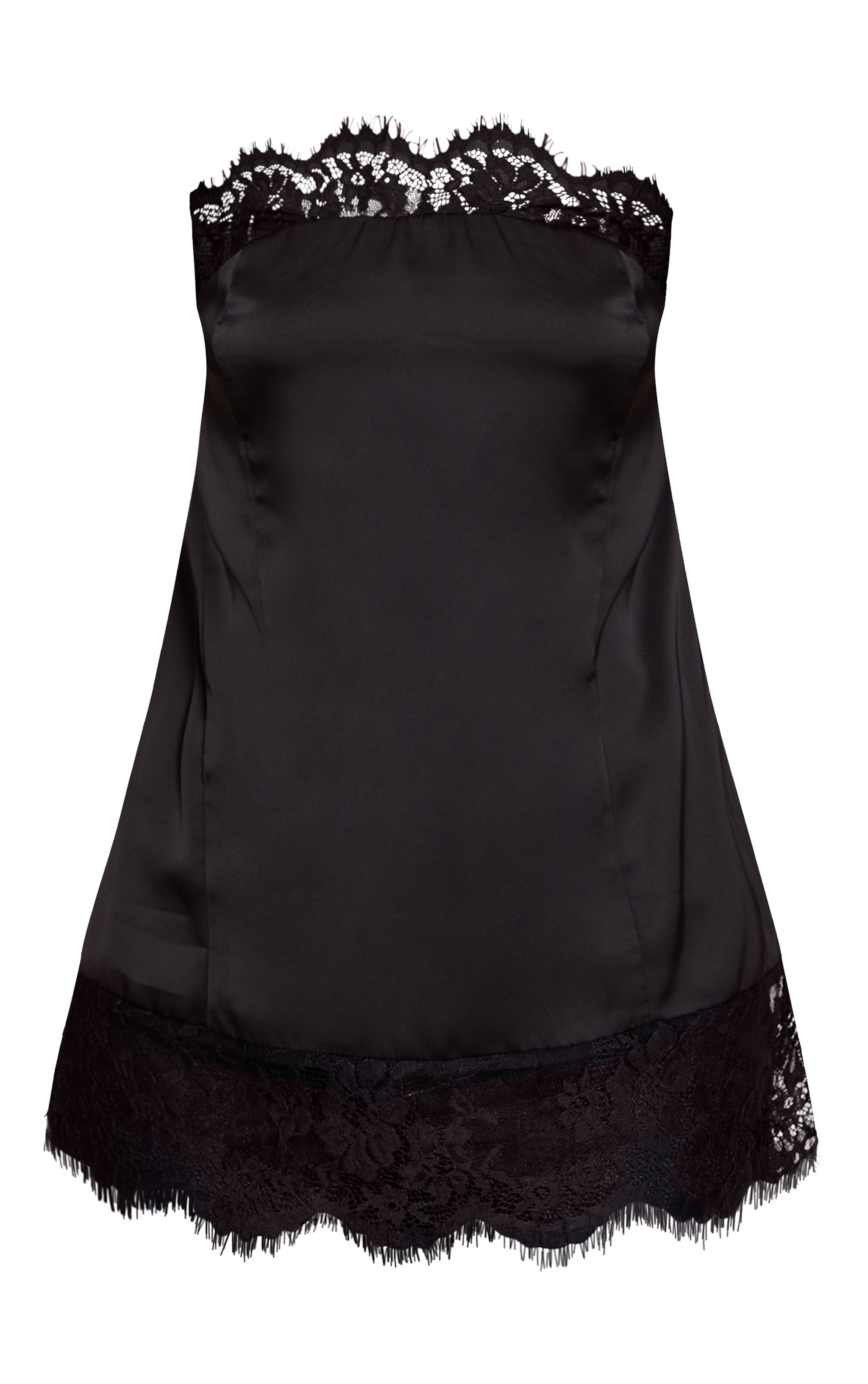 Black Double Lace Trim Satin Bandeau image 5