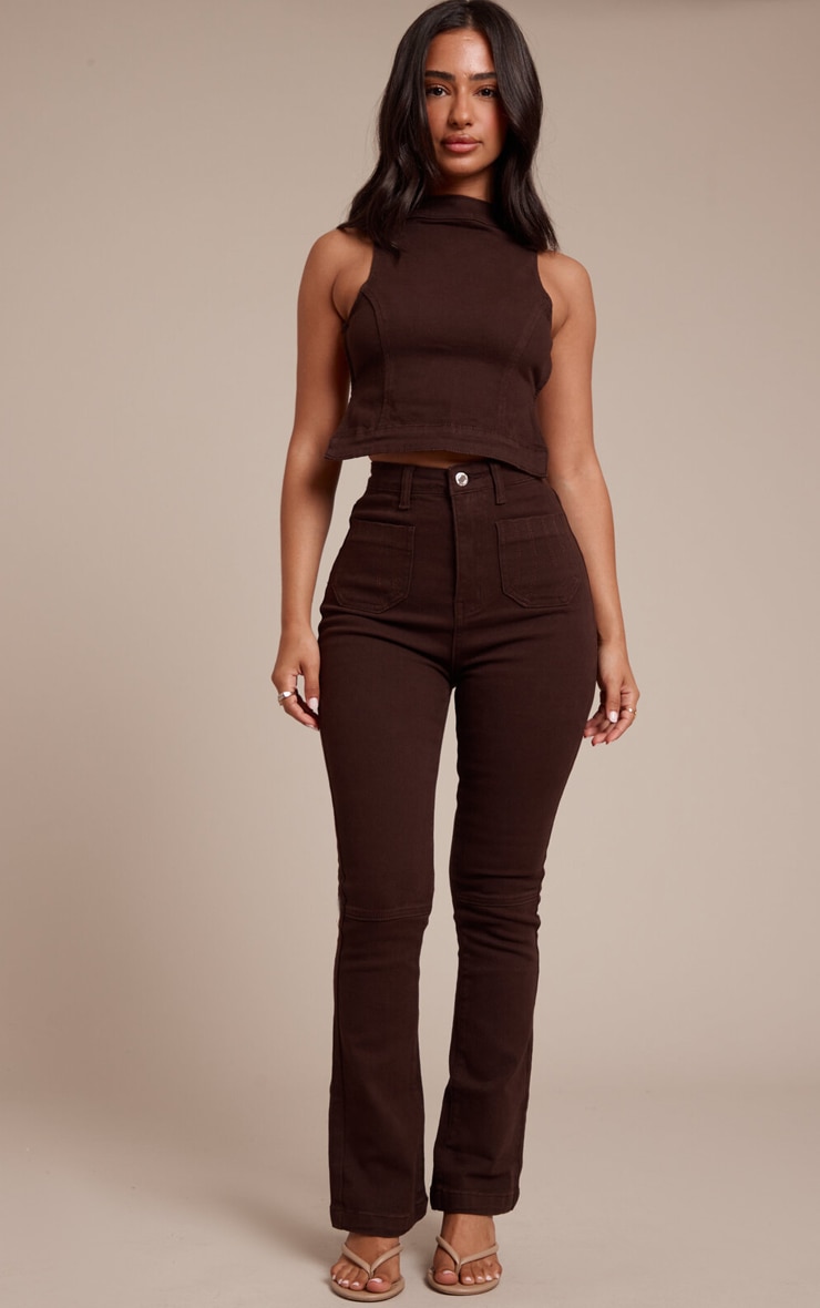 Petite Jean flare ajusté chocolat foncé image 1