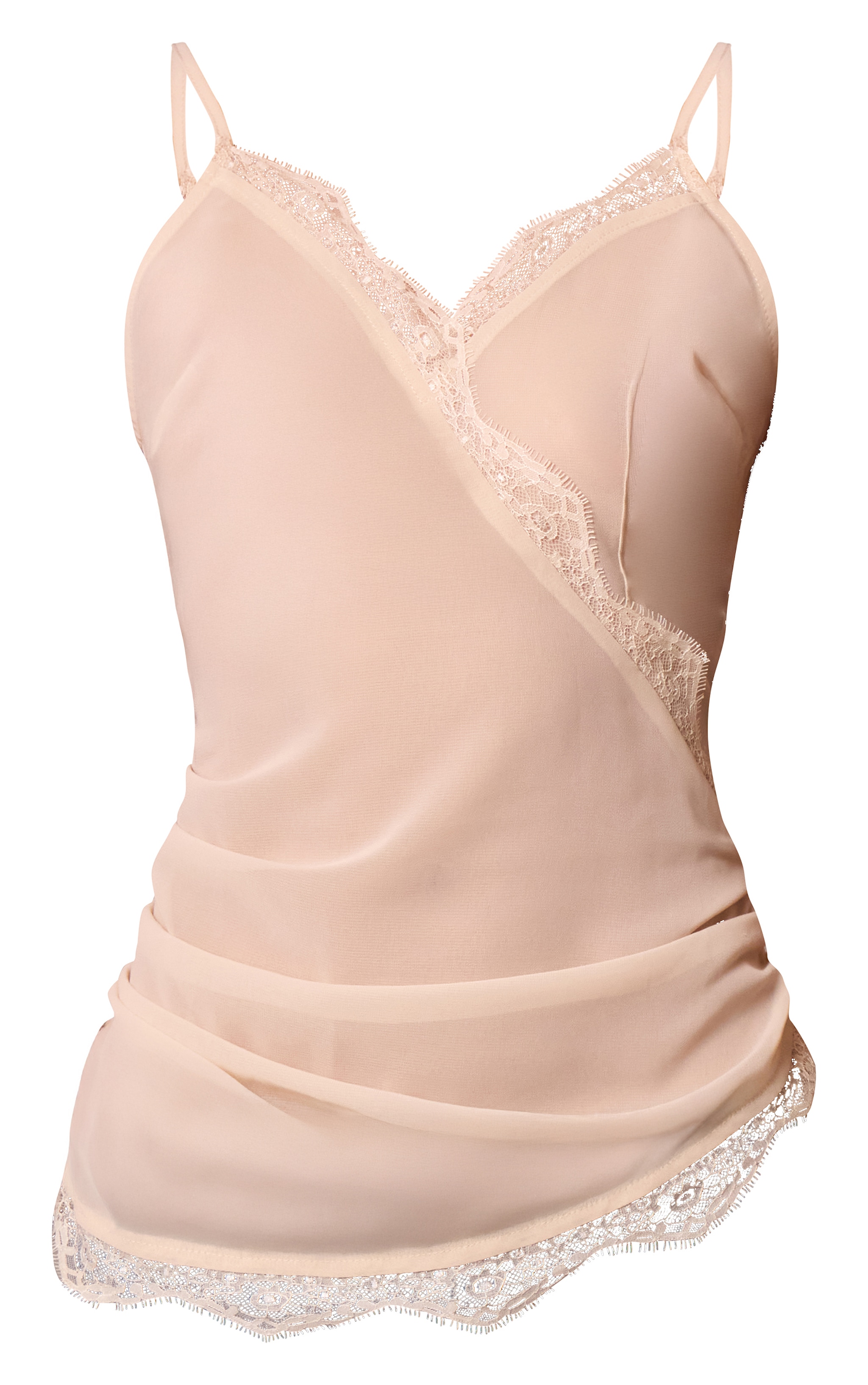 Cream Chiffon Wrap Detail Lace Trim Cami image 5