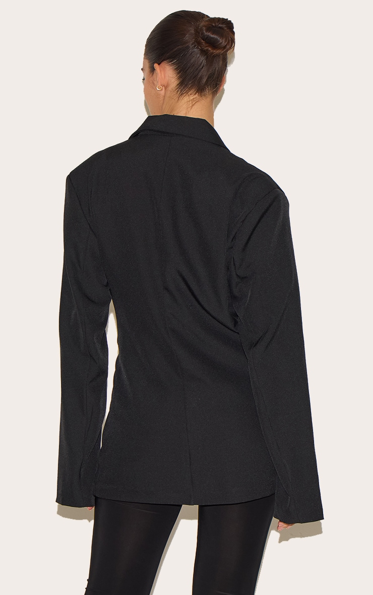 Black Tie Front Structured Blazer image 2