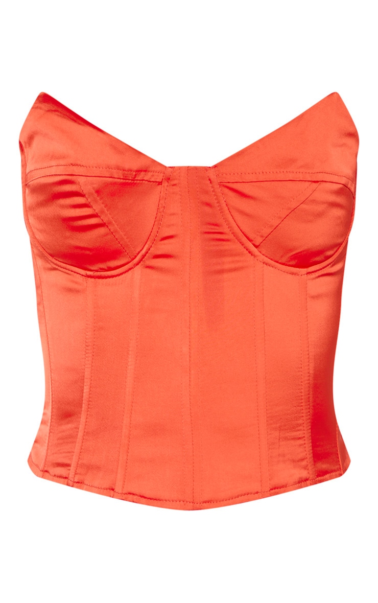 Red Satin Structured Bust Detail Corset Top PrettyLittleThing