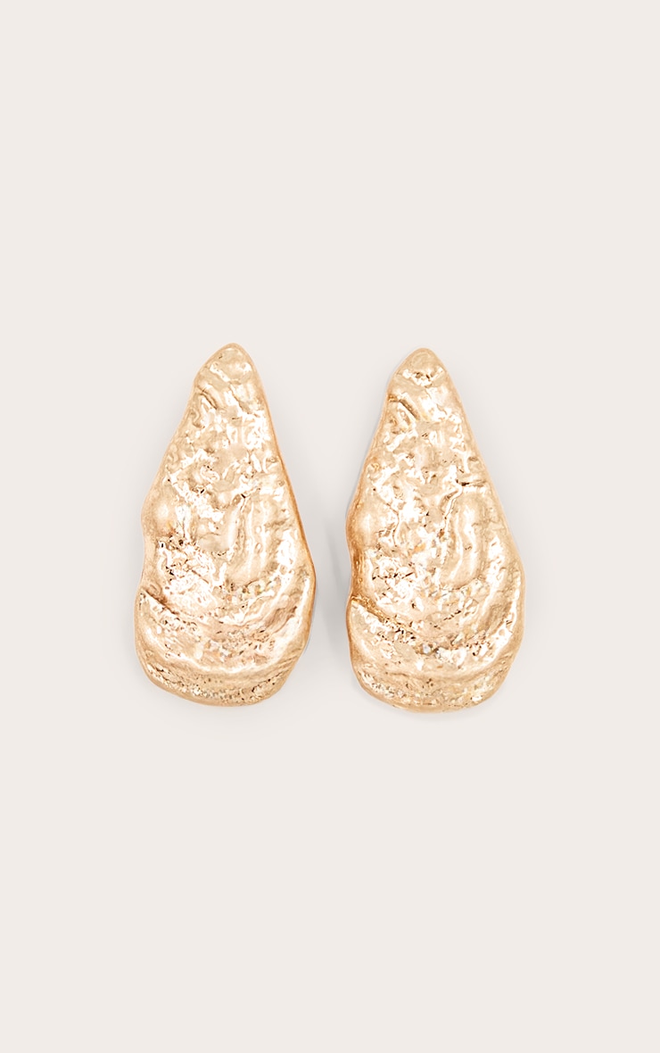 Gold Hammered Shell Earrings image 2