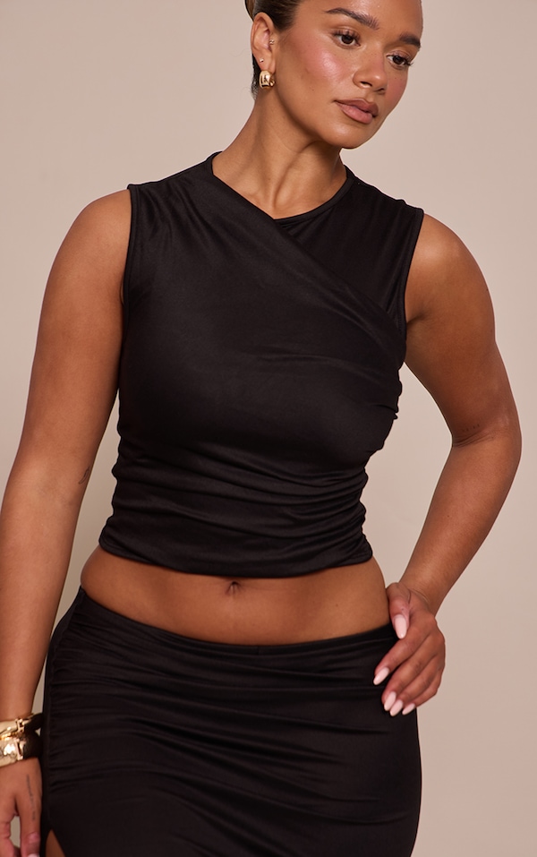 Shape Black Wrap Across Sleeveless Top