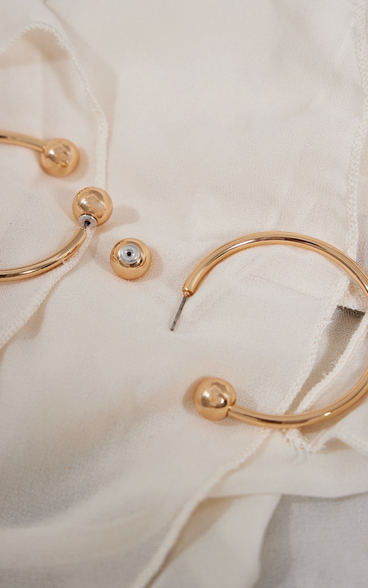 Gold Sphere Detail Hoop Earrings image 3