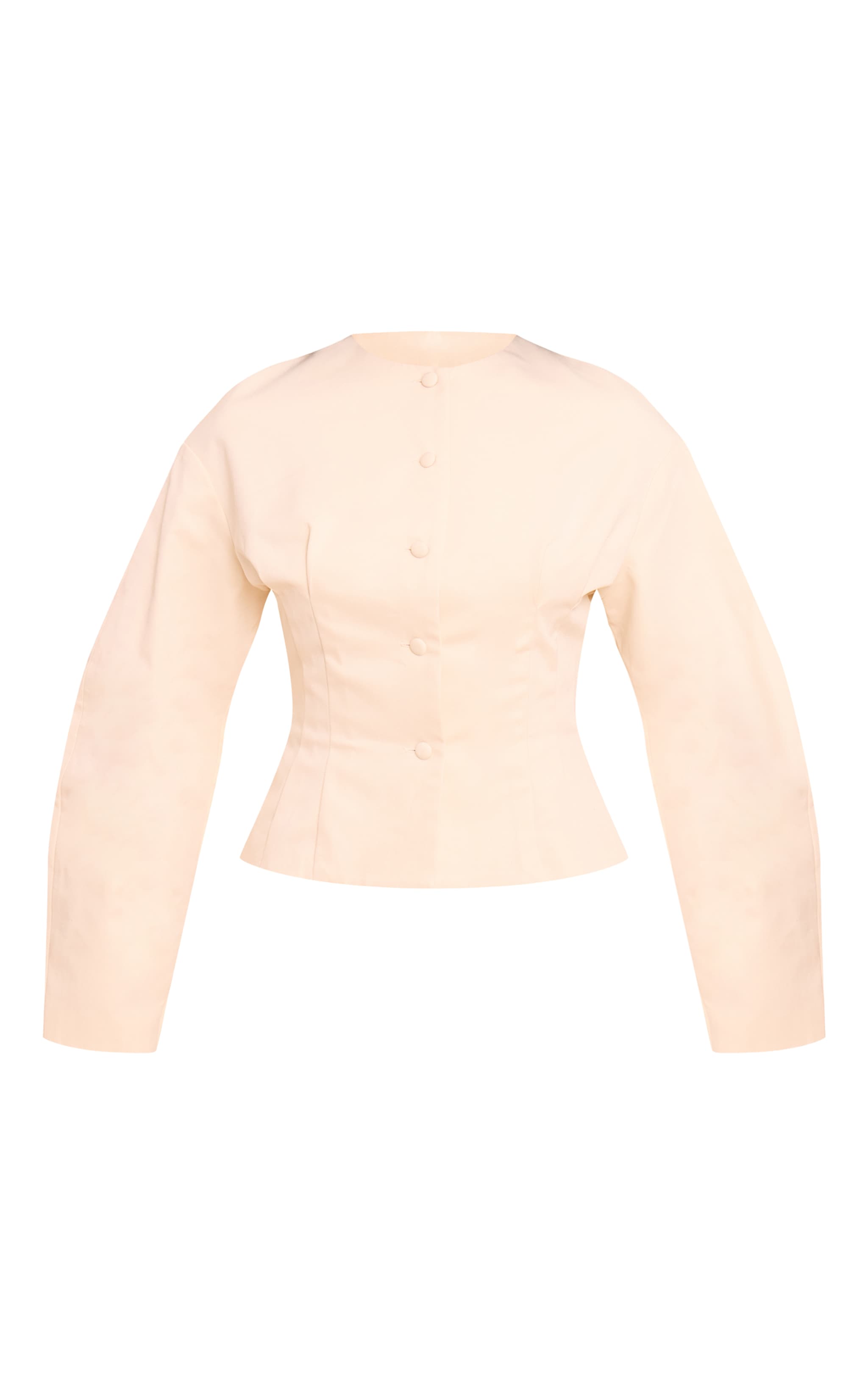 Almond Tailored Woven Boxy Balloon Sleeve Blazer image 5