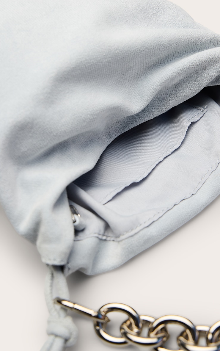 Powder Blue Faux Suede Chain Bead Pouch Grab Bag image 5