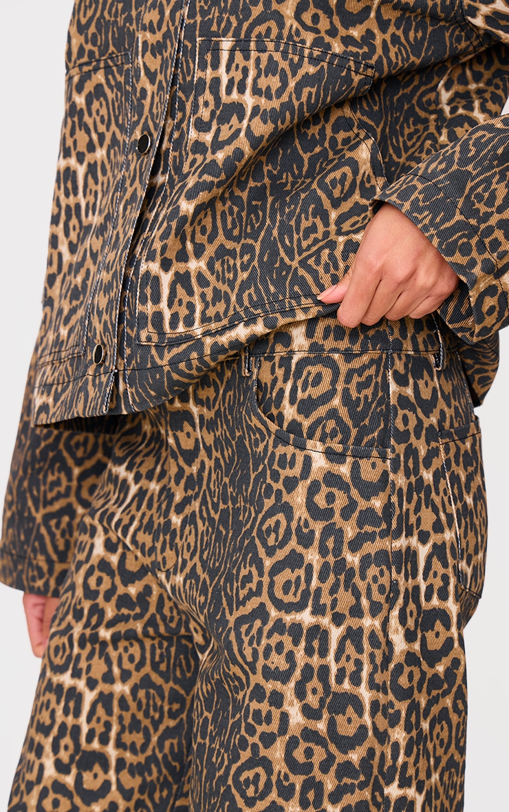 Stone Leopard Twill Wide Leg Pants image 4