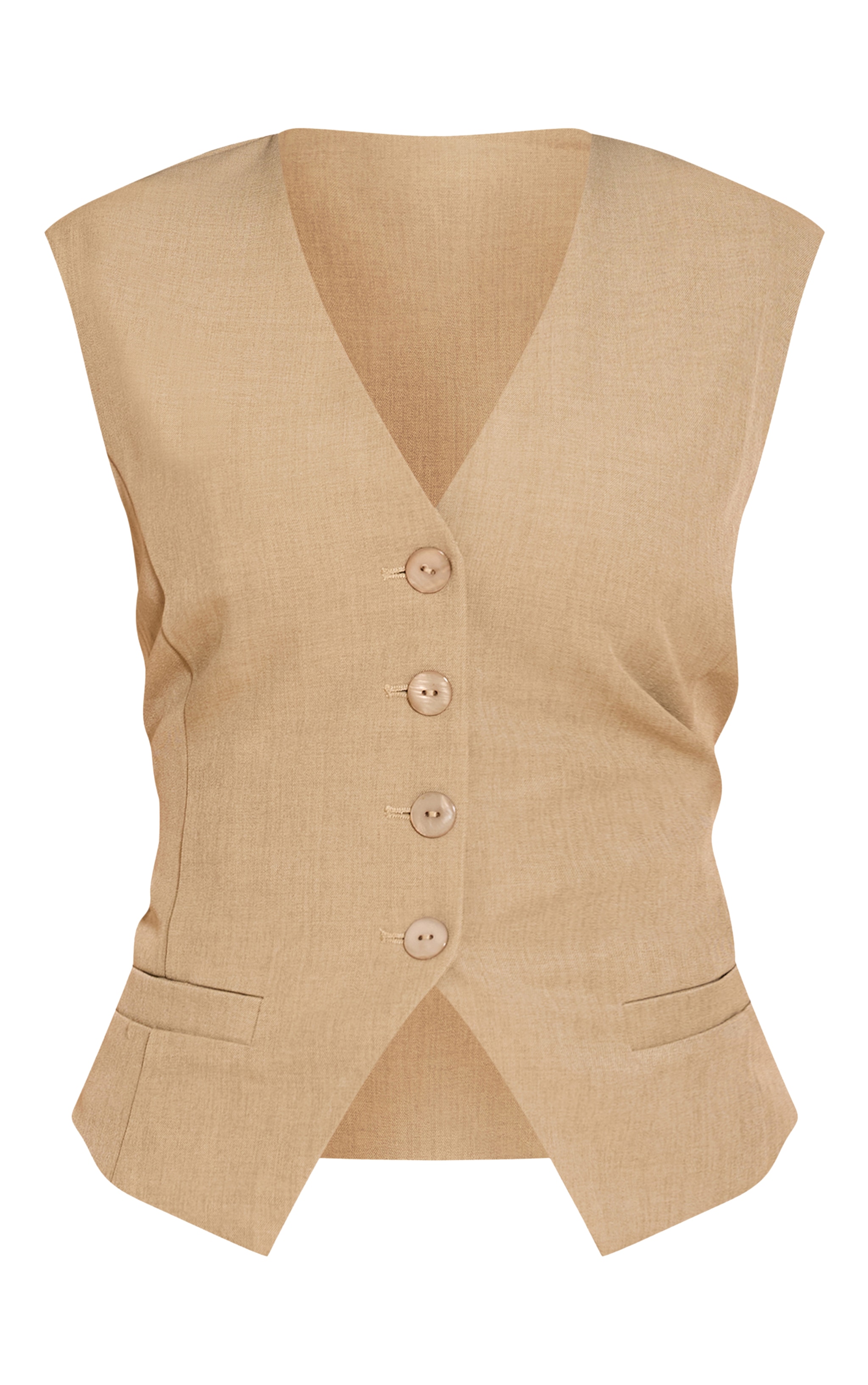 Petite Gilet de tailleur taupe à boutons image 5