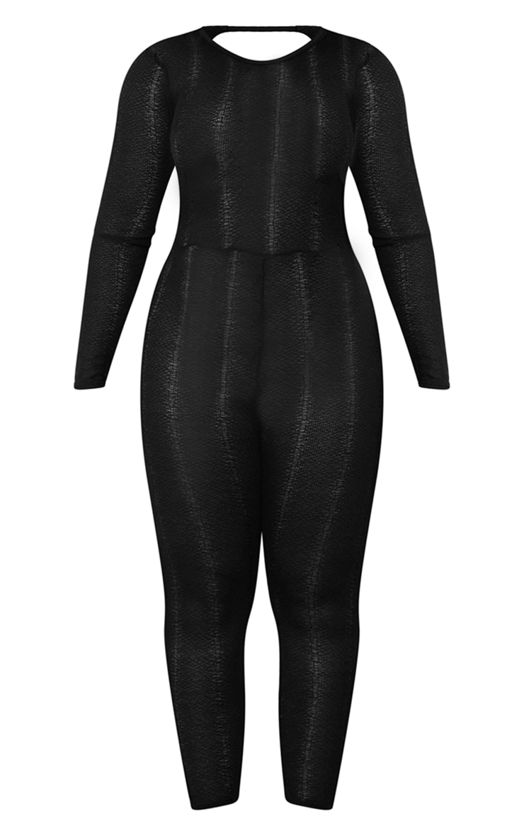  Shape Black Ladder Knit Open Back Jumpsuit image 1