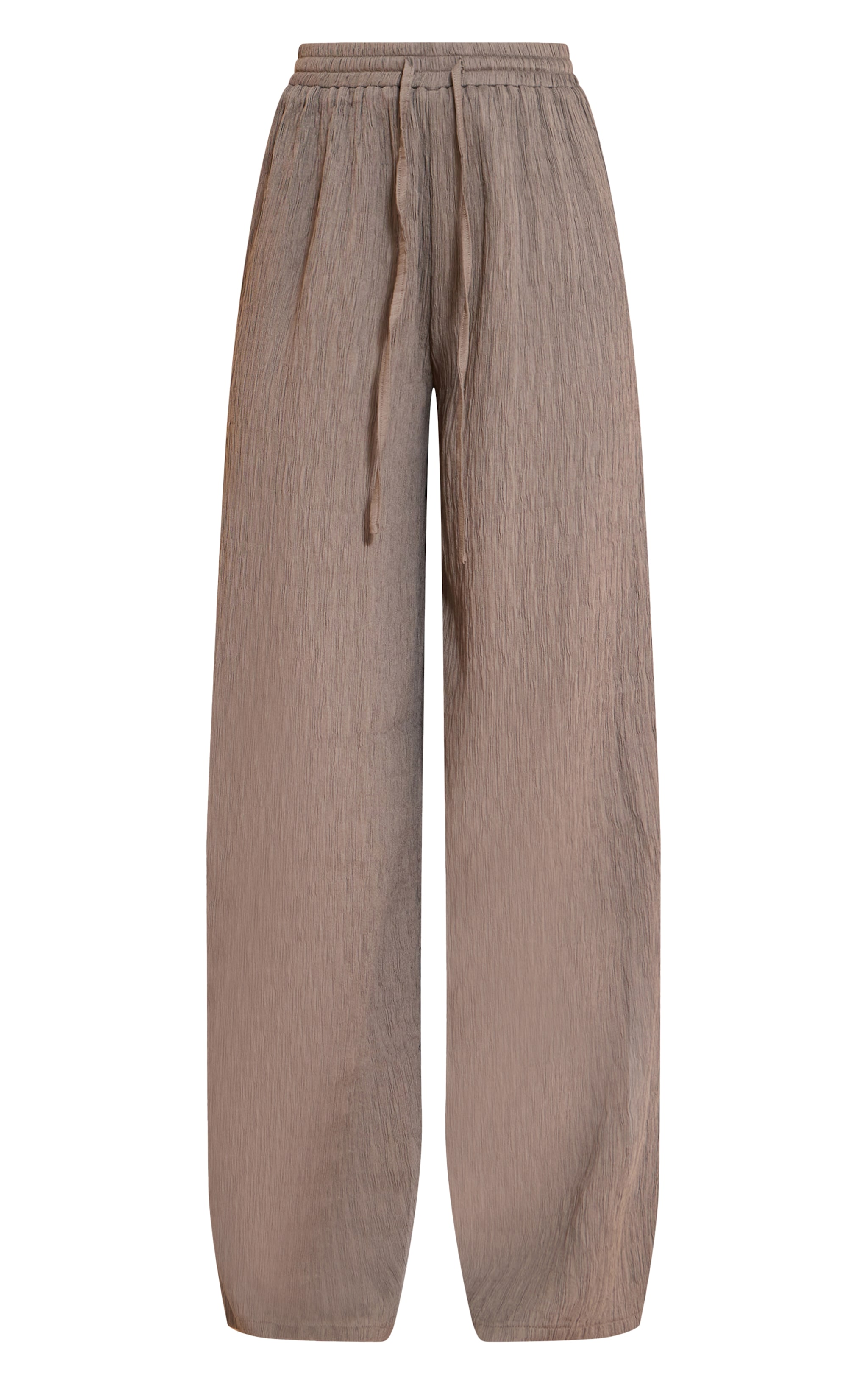 Charcoal Textured Woven Drawstring Wide Leg Pants image 5