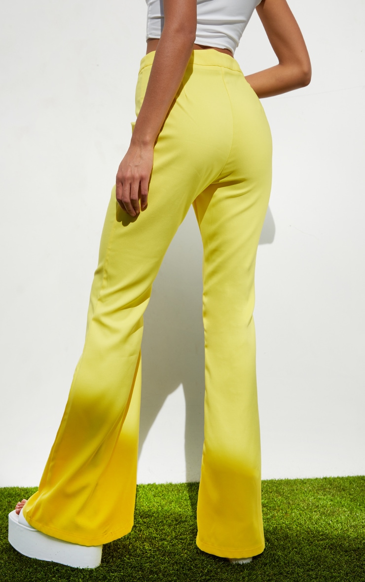 Yellow Woven Flared Trousers Trousers PrettyLittleThing USA