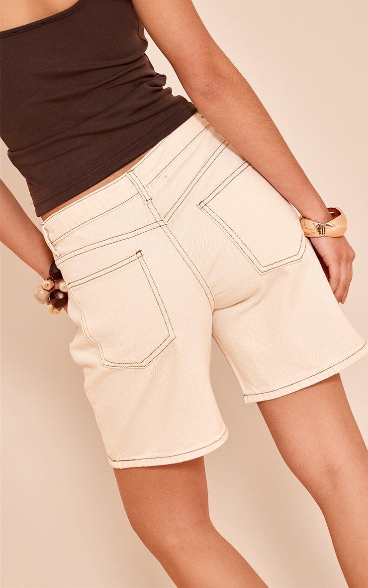 Ecru Low Rise Denim Jorts image 3
