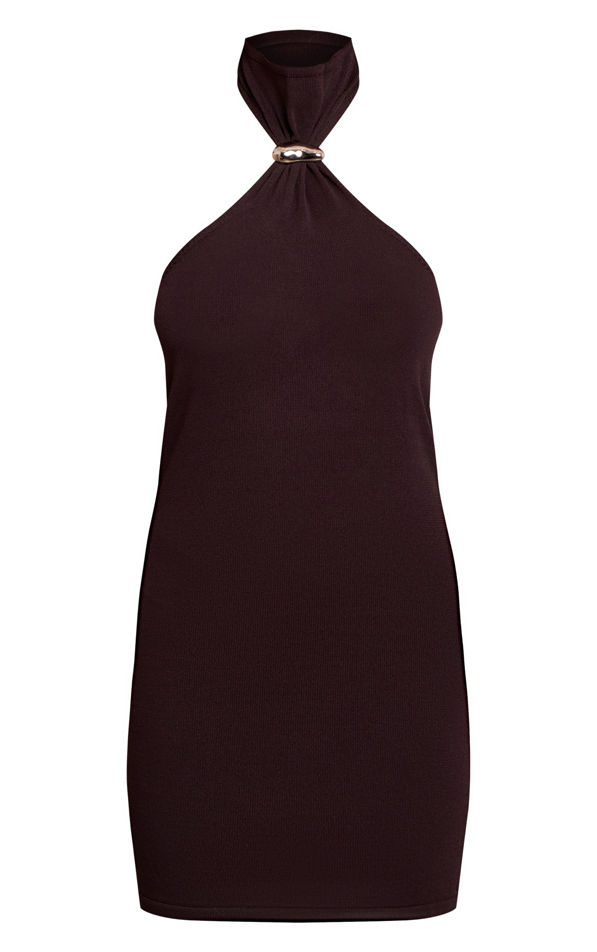 Chocolate Trim Halter Neck Dress image 5