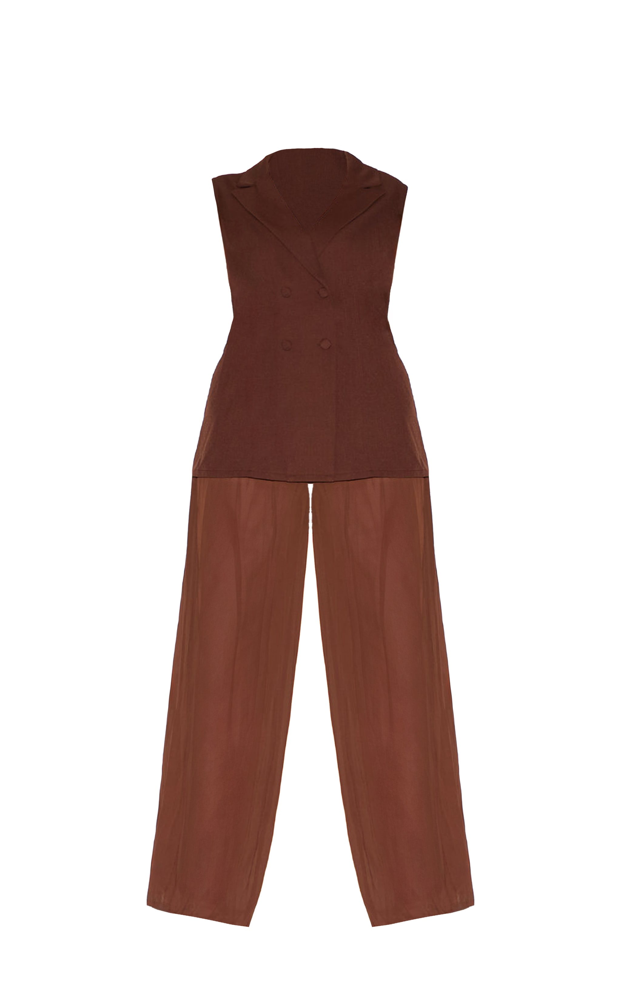 Plus Deep Chocolate Vest Overlay Chiffon Jumpsuit image 5