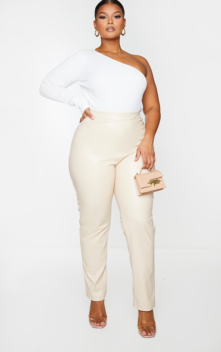 PLT Plus - Top en maille tricot asymétrique blanc