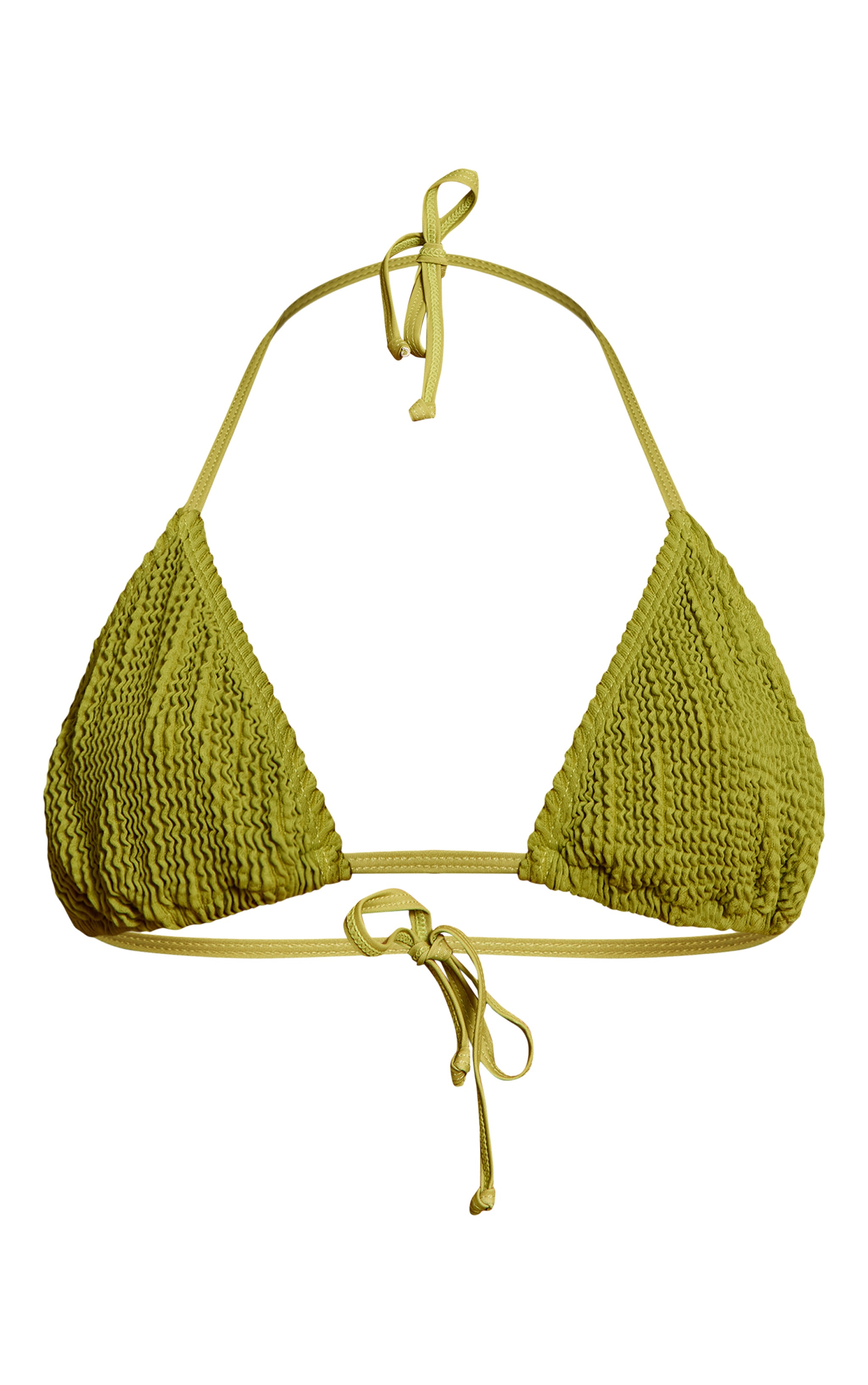 Olive Crinkle Triangle Tie Bikini Top image 5
