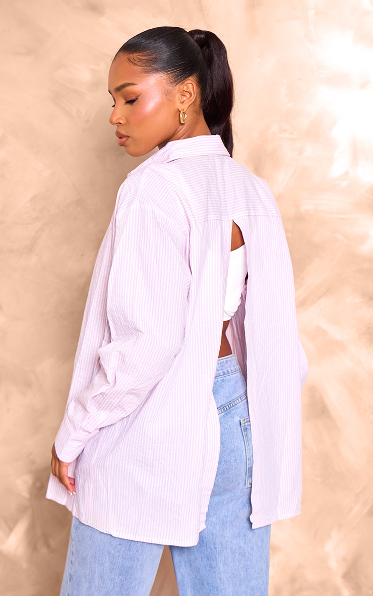 Pink Striped Oversized Shirt image 2