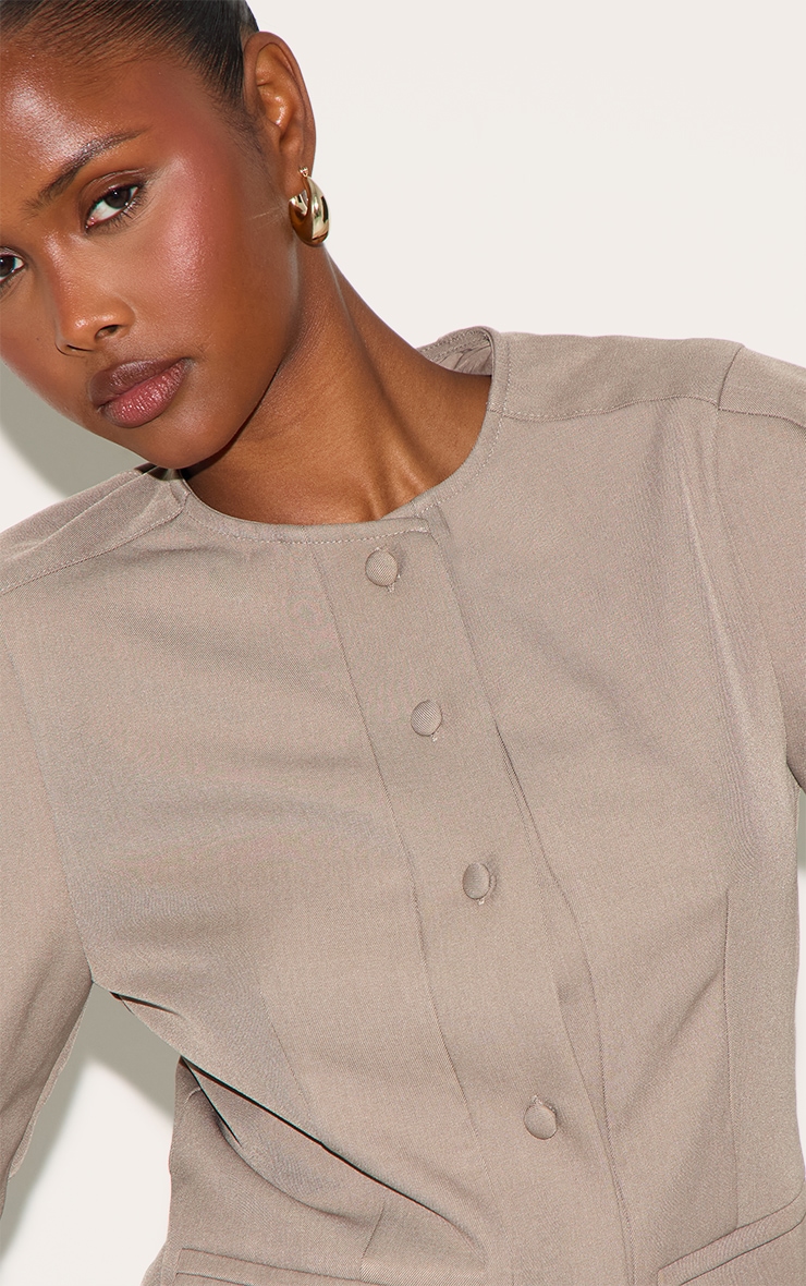  Mushroom Tailored Cocoon Sleeve Cropped Blazer image 4