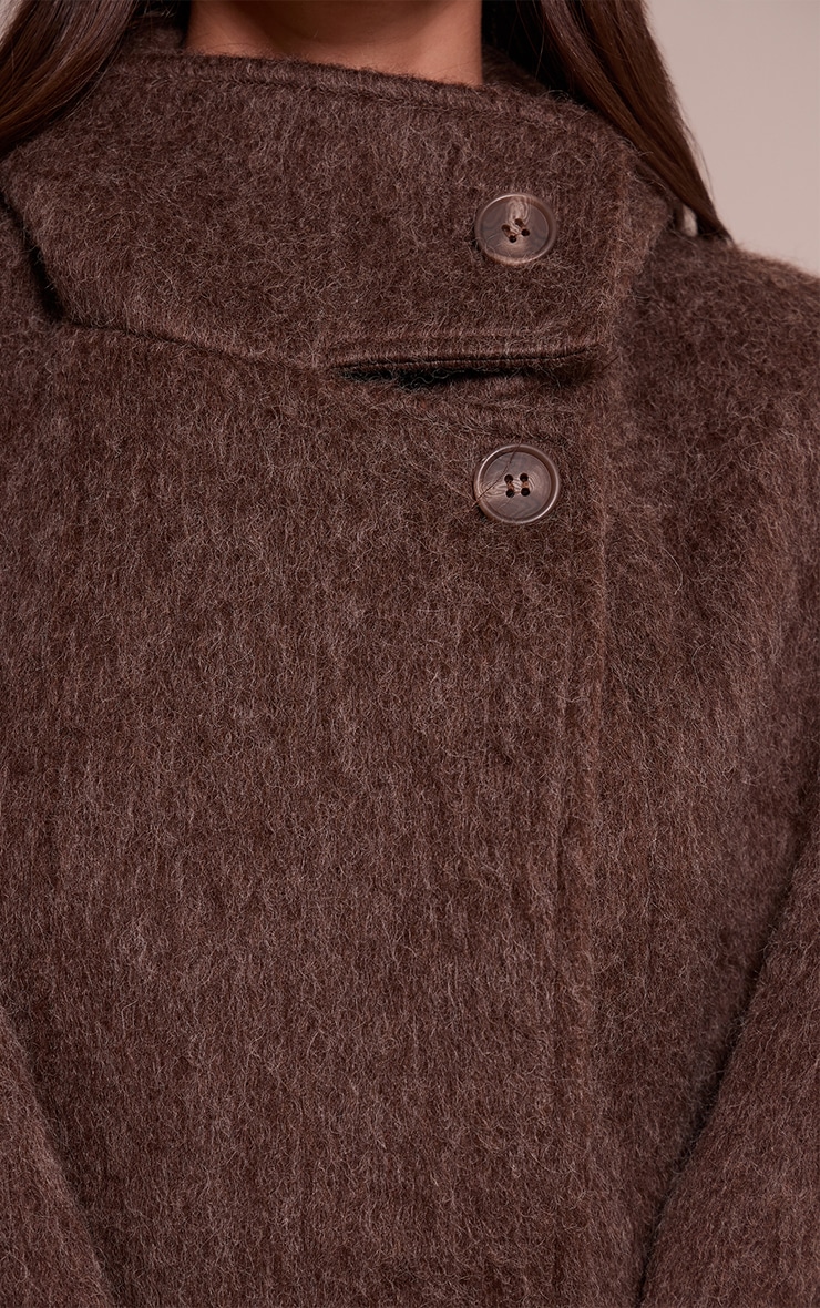 Chocolate Faux Brushed Wool Tie Waist Coat image 4