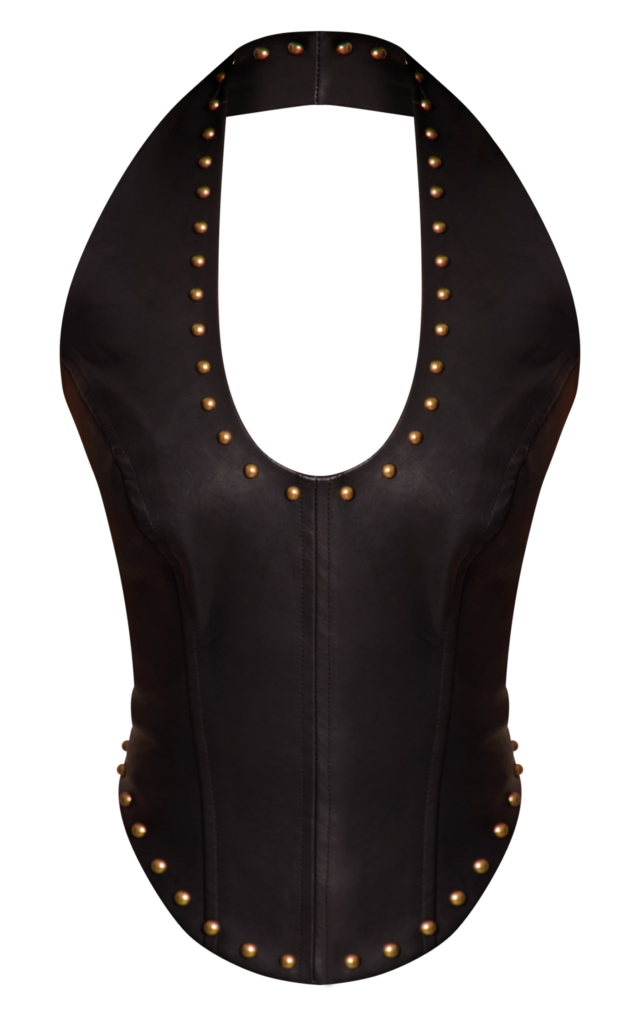Petite Black Stud Detail Halterneck Top image 5