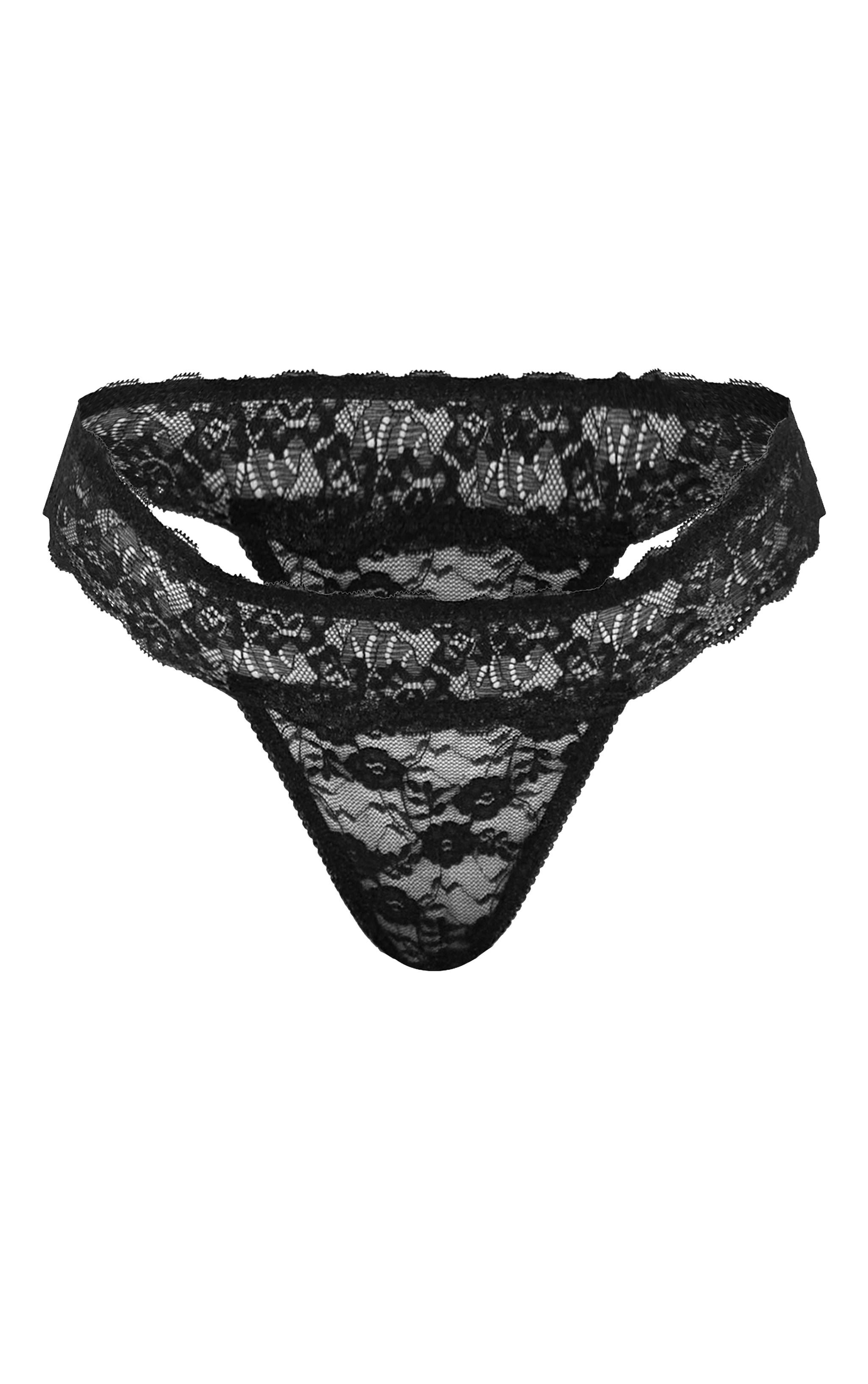 Black Basic Lace Thong image 5