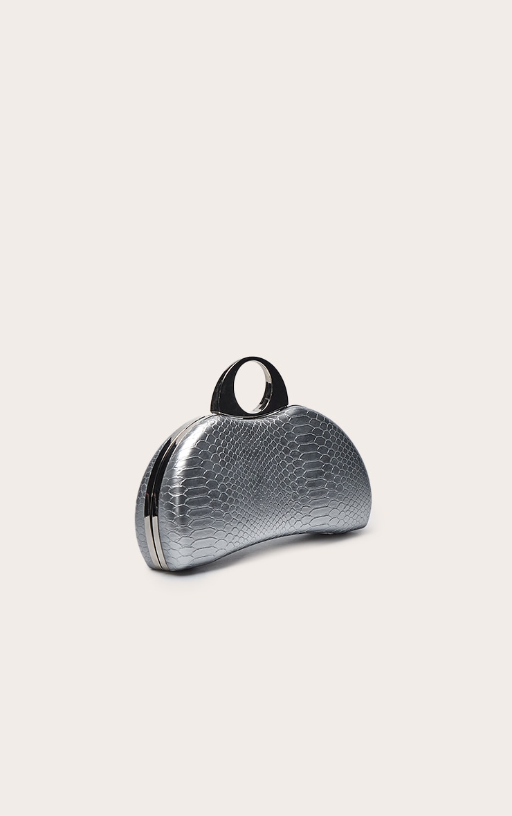 Silver Snake PU Hard Clutch Bag image 3