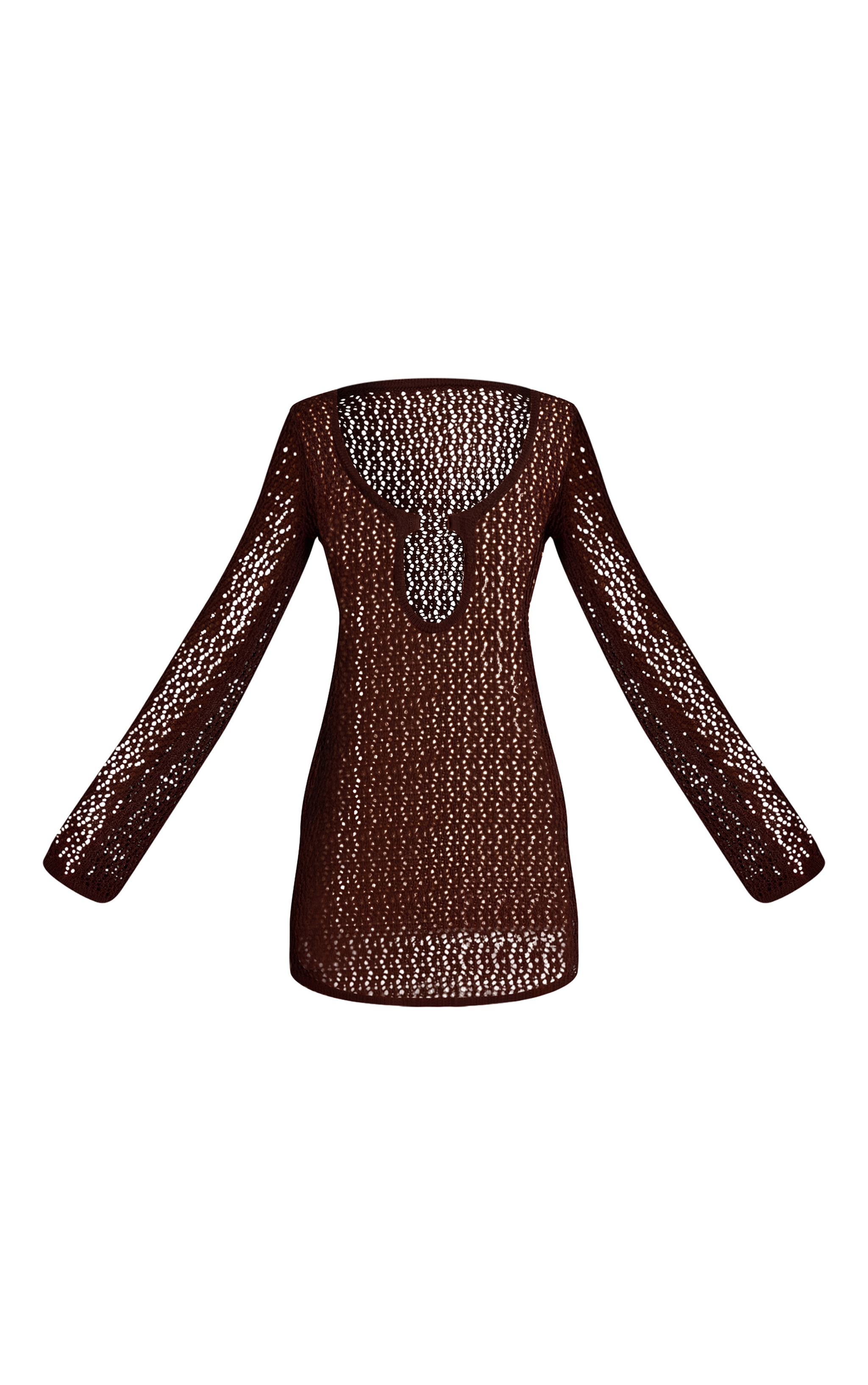 Chocolate Crochet O Ring Mini Beach Dress image 5