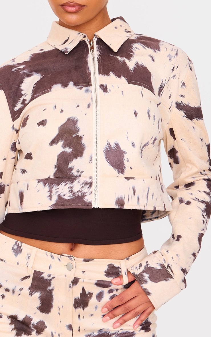 Veste courte en suédine multicolore imprimé vache image 4