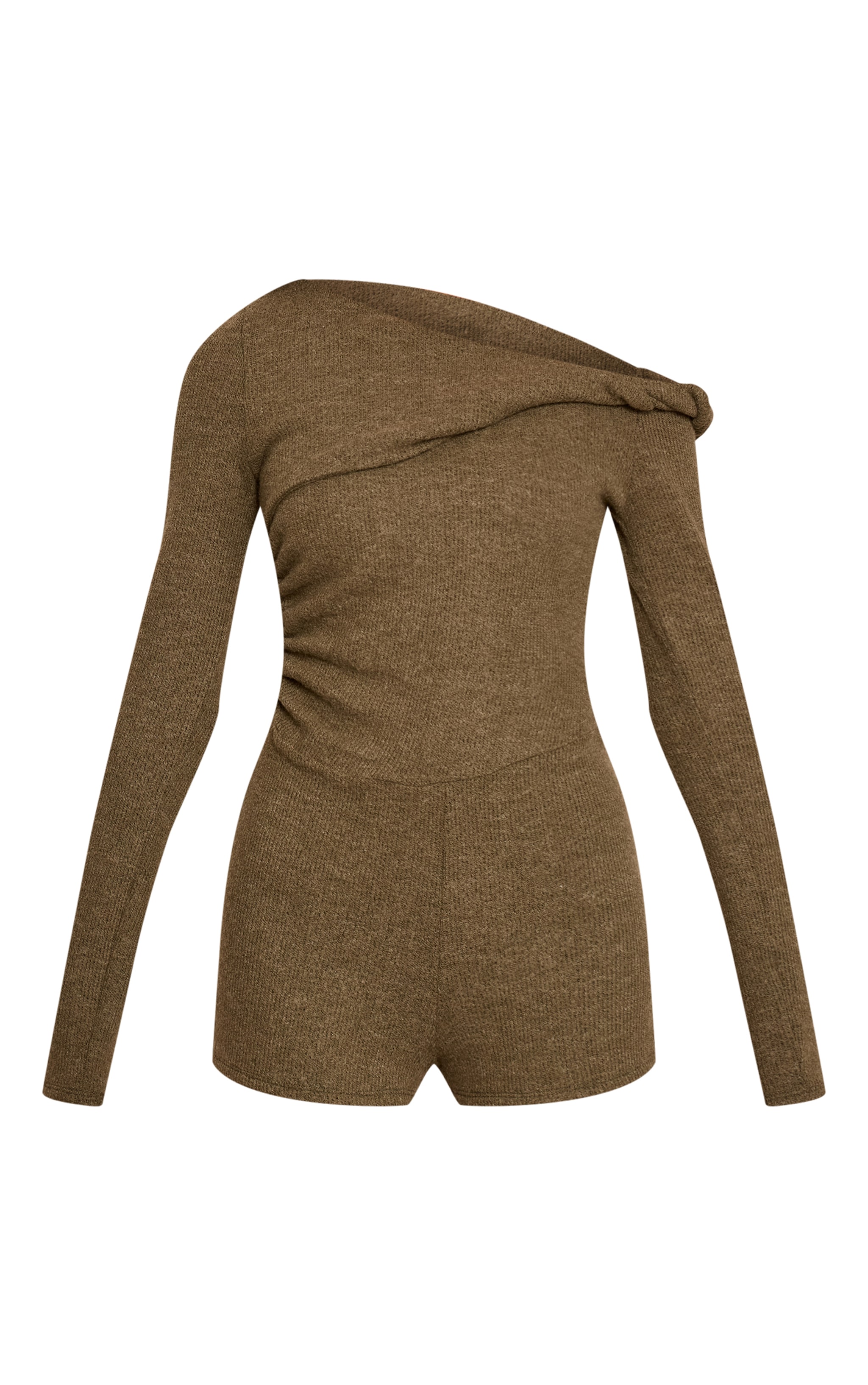 Combishort moulant côtelé vert olive à partie torsadée sur l'épaule image 5