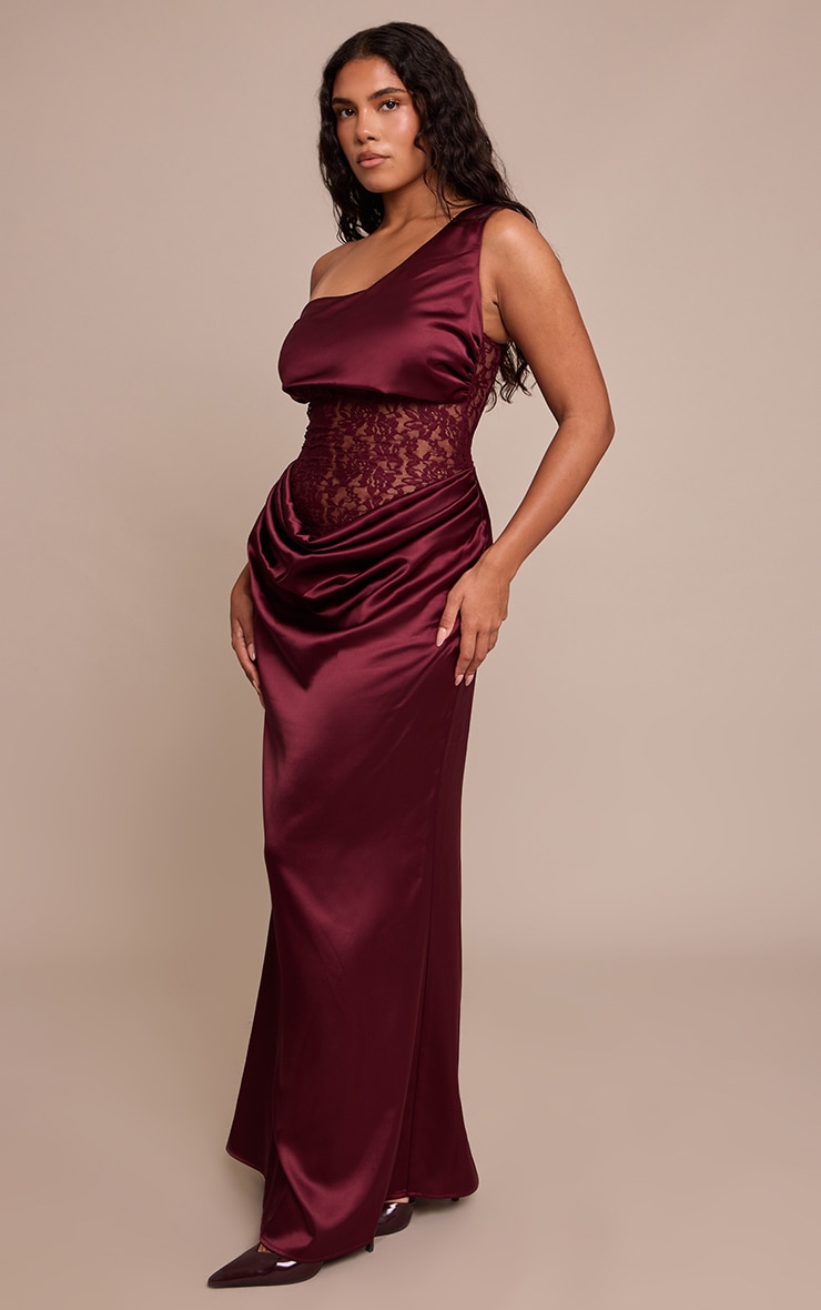 Shape Burgundy Bandeau Lace Insert Maxi Dress image 3