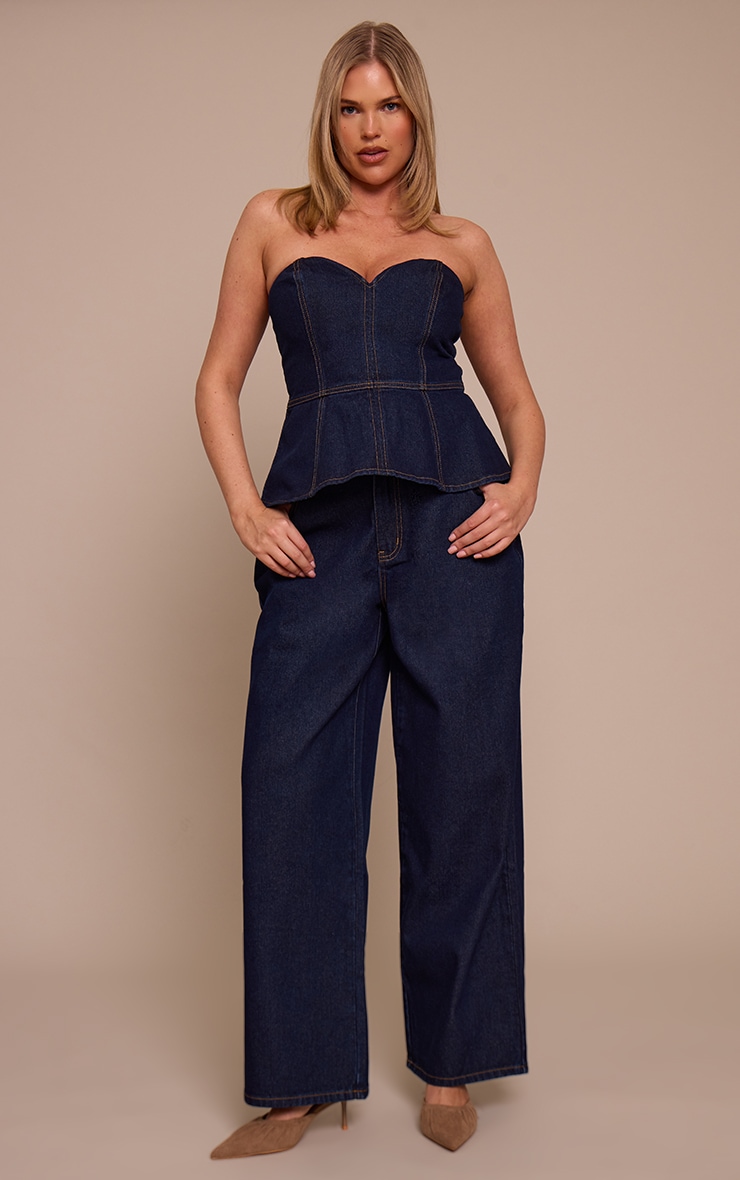 Shape Indigo Sweetheart Neckline Denim Peplum Top | Shape | PLT IRE