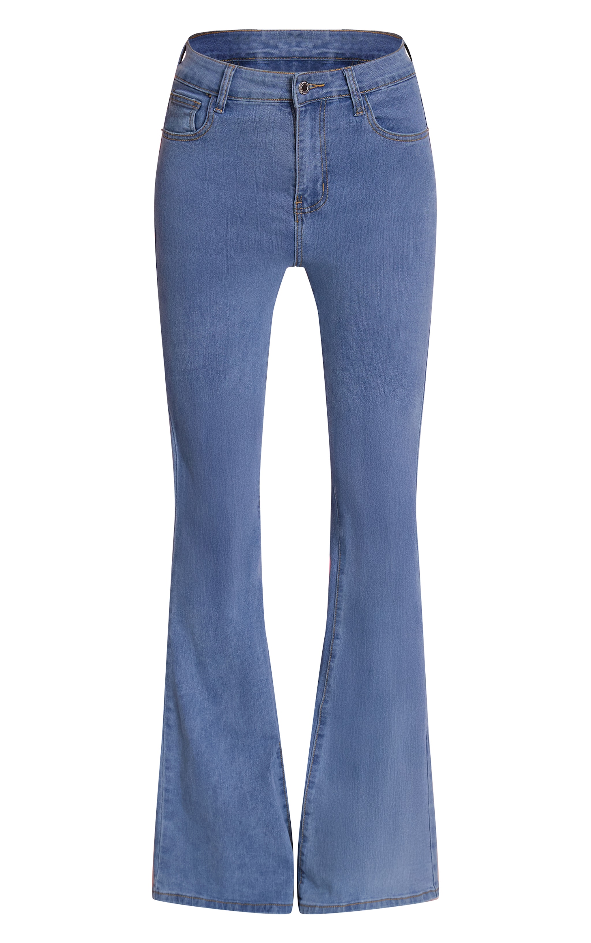 Blue 5 Pocket Stretch Flared Jeans image 5